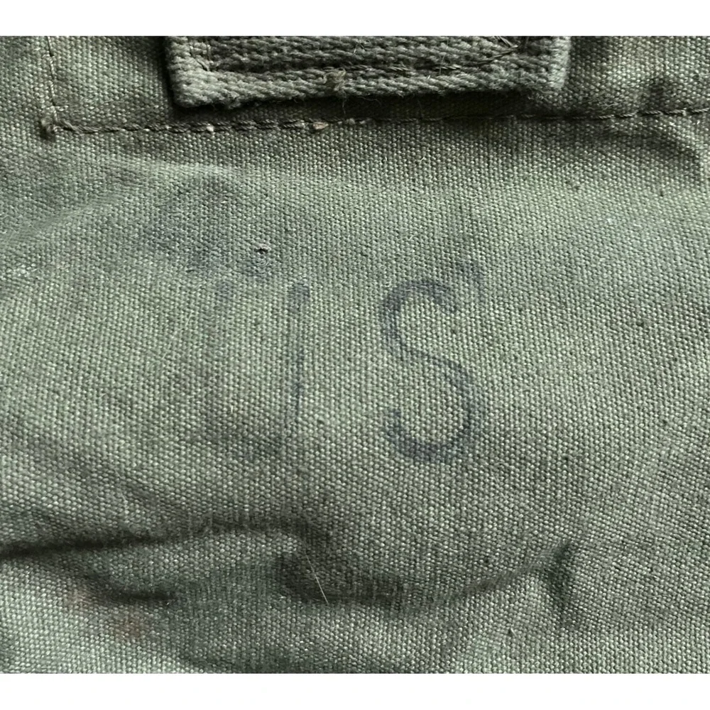 Vintage US Military Duffle Bag Olive Drab Canvas Sea Bag Jensen CH 1970s Vietnam